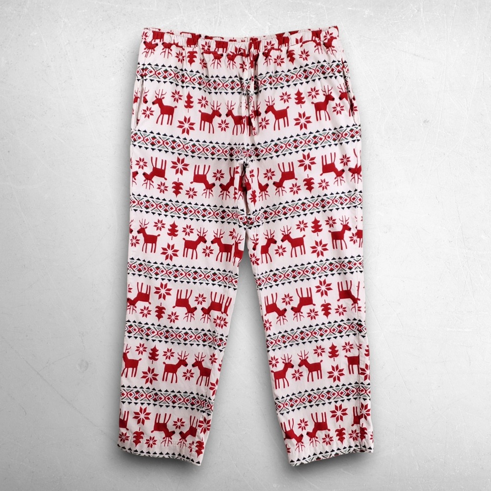 Hanna Andersson Flannel Pajama Pants Women L Red White Holiday Nordic Hygge Cozy